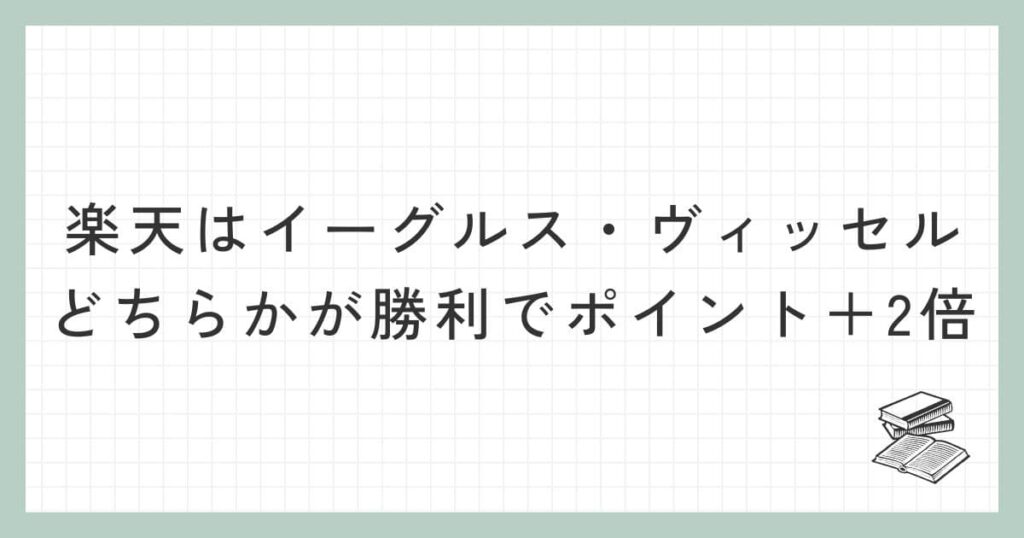 楽天はイーグルス・ヴィッセルのどちらかが勝利でポイント＋2倍